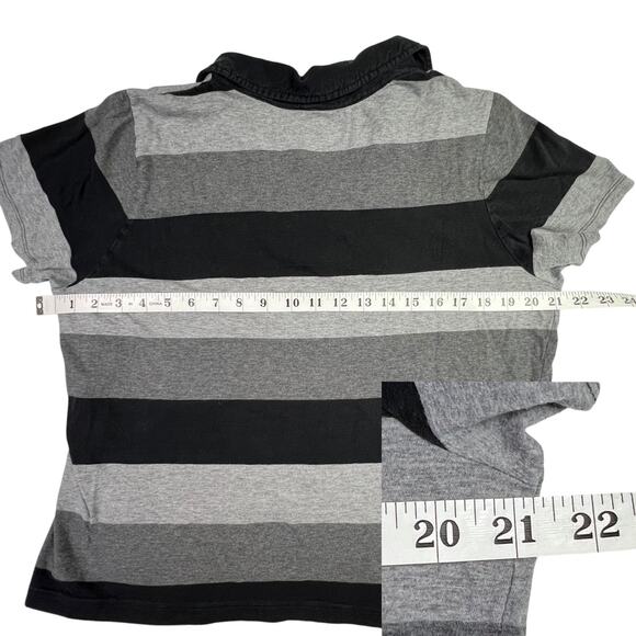 Venezia Lane Bryant Ladies Striped Collared T-Shirt Black Gray White Size 14-16 - Picture 11 of 13